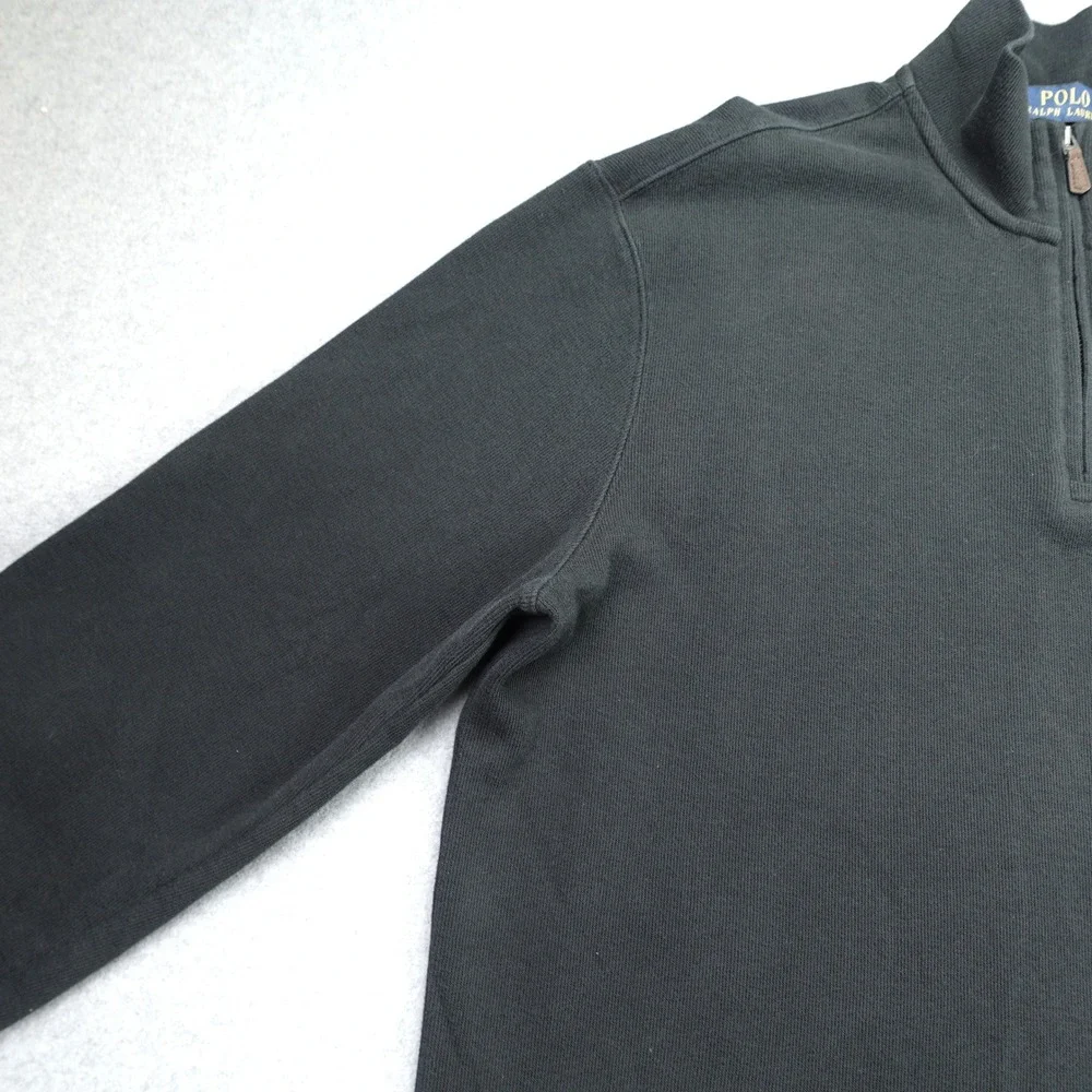 Polo Ralph Lauren Pullover Mens XL Black Estate Rib Sweater 1/4‎ Zip Cotton